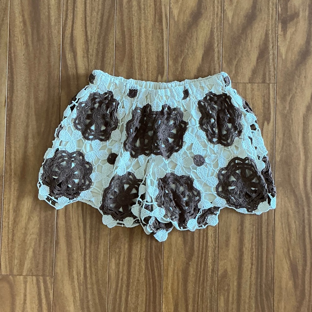 Rebellion Cream and Brown Lace Shorts